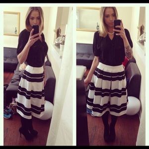 Express Black & White Midi Skirt